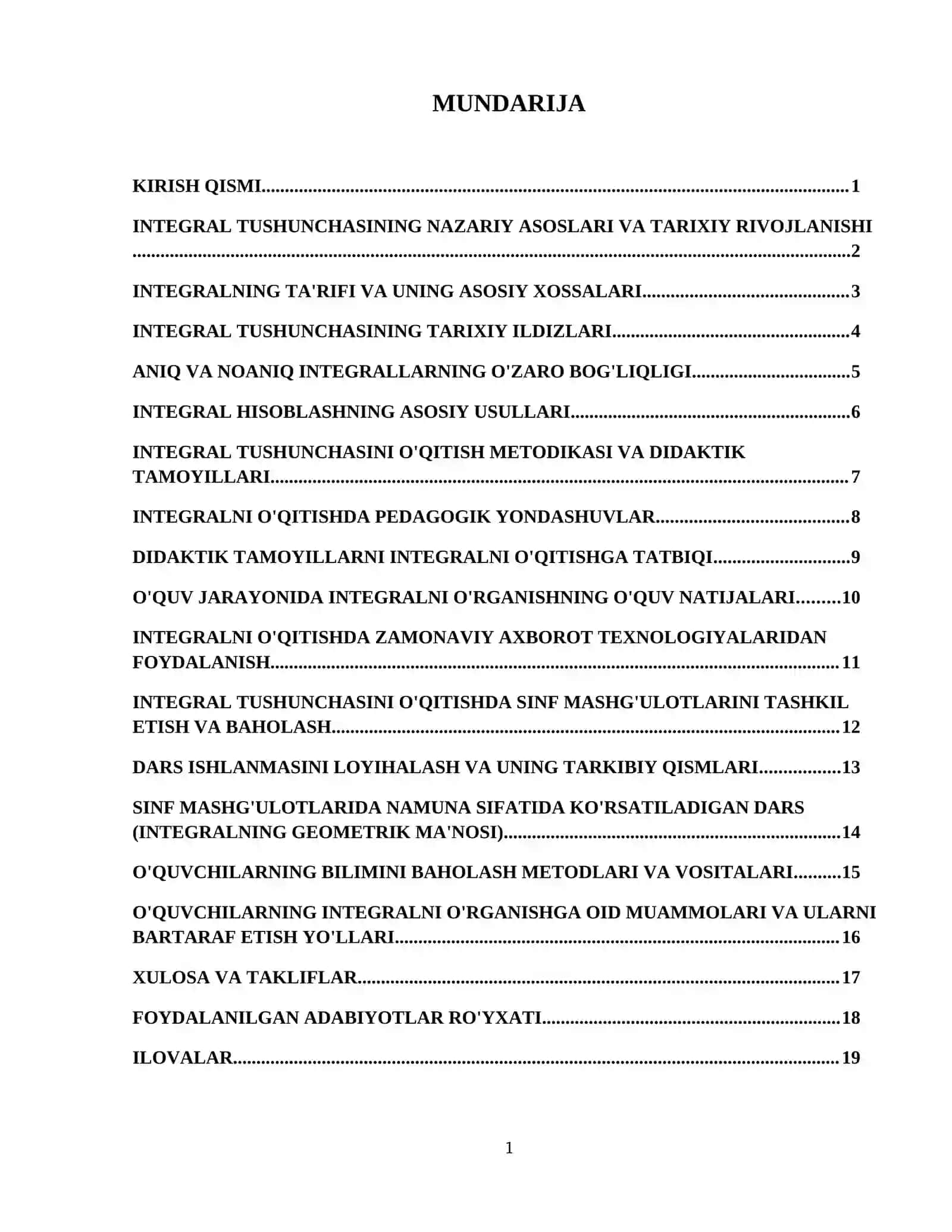 Integral tushunchasini o'qitish metodikasi 2