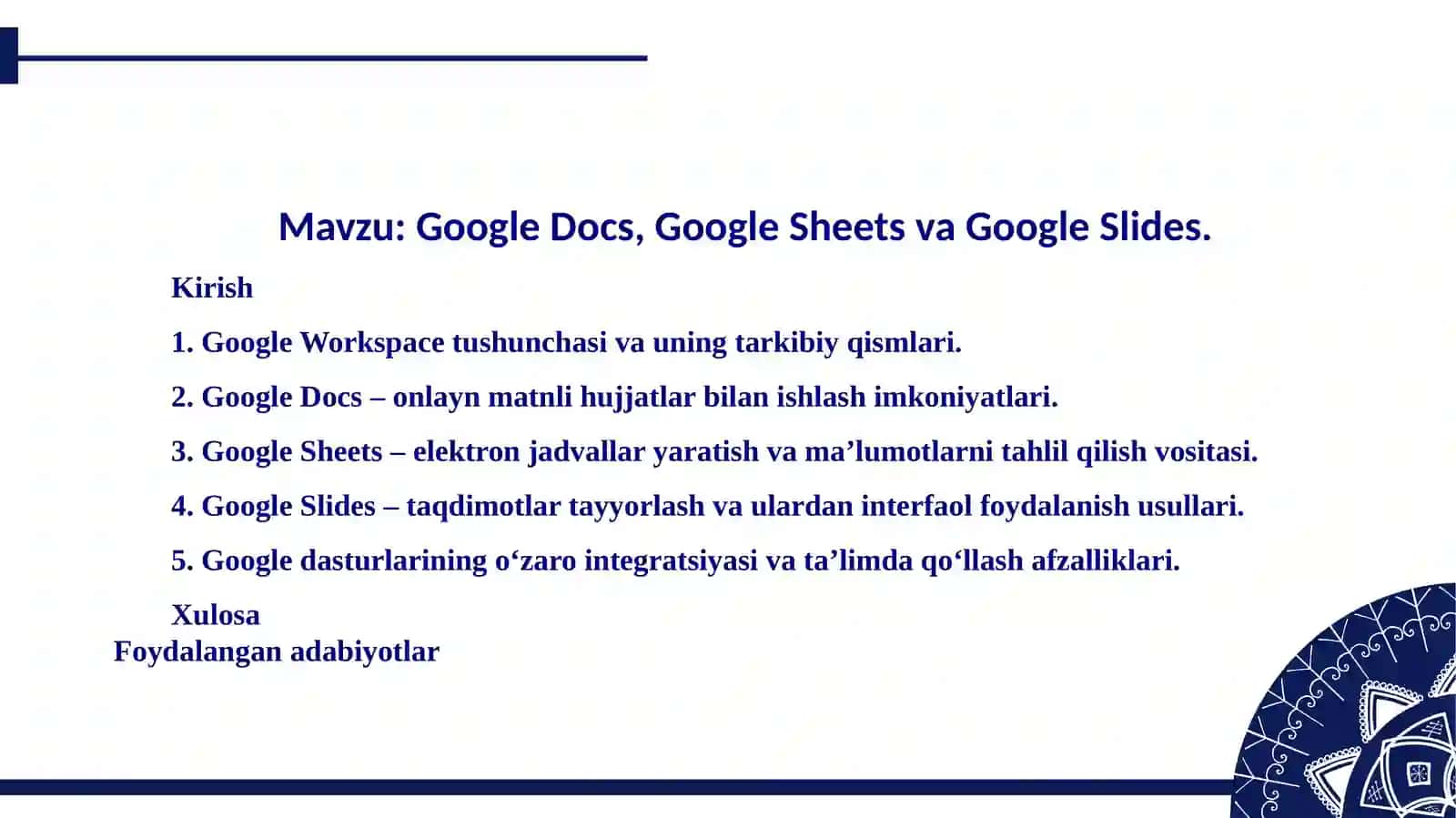 Google Docs, Google Sheets va Google Slides 2