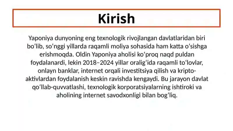 Yaponiyadagi moliyaning rivojlanishi 2