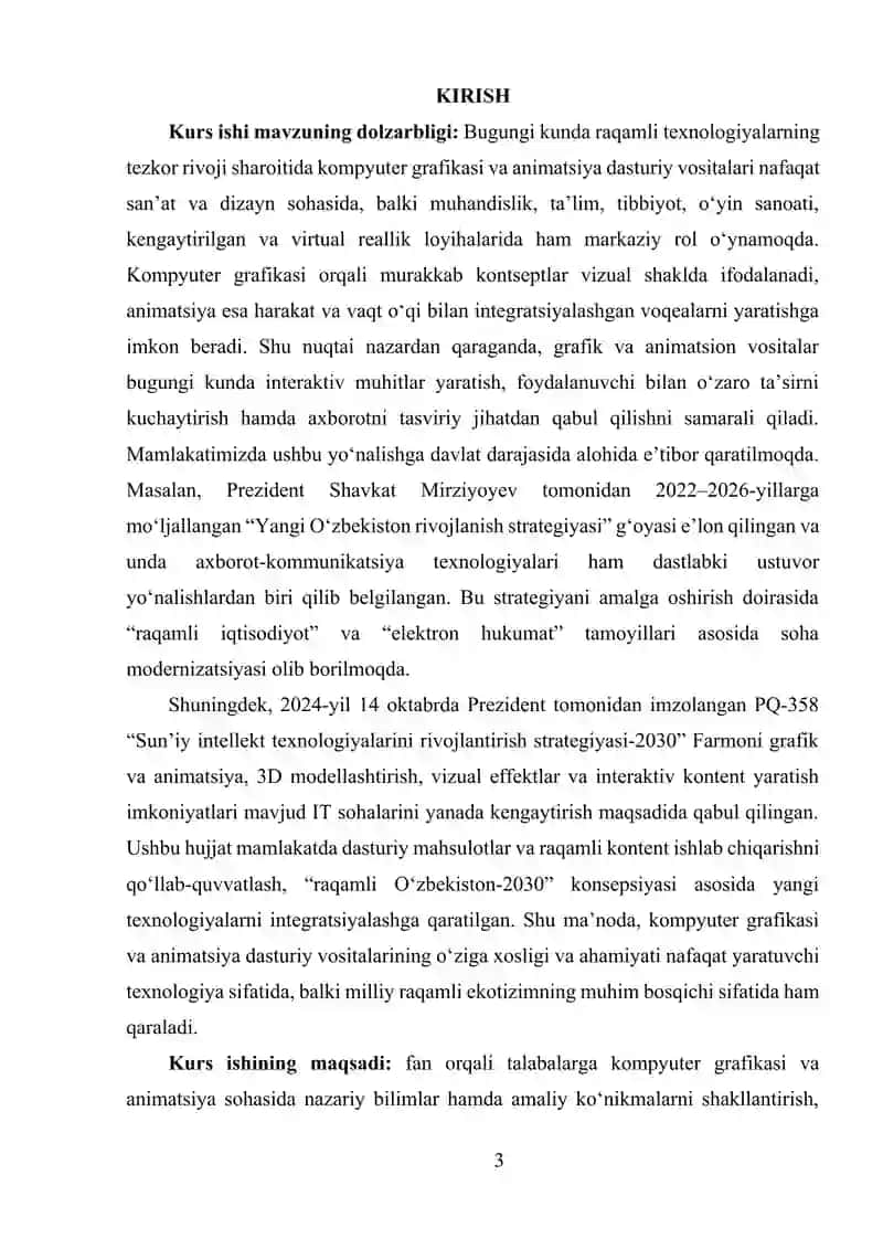 KOMPYUTER GRAFIKASI VA ANIMATSIYA DASTURIY VOSITALARI 2