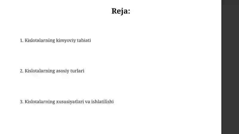 Kislotalarning kimyoviy tabiati va turlari 2