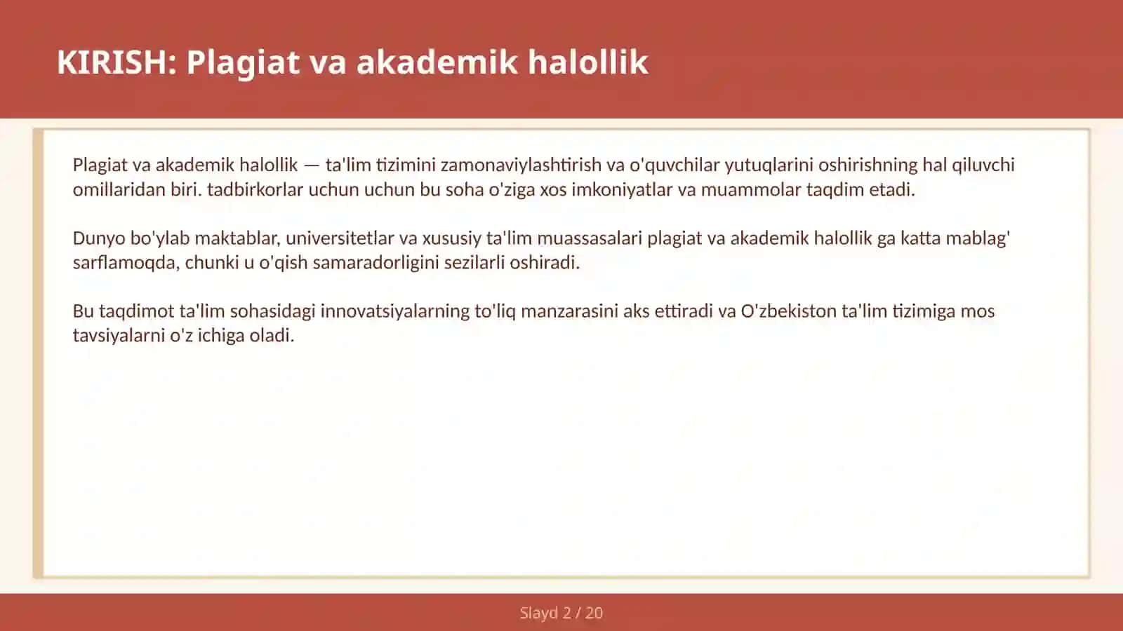 Plagiat va Akademik Halollik 2