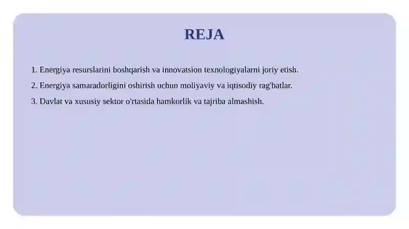 Oʻzbekiston sharoitida energiya samaradorlikni oshirish boʻyicha davlat dasturlari 2