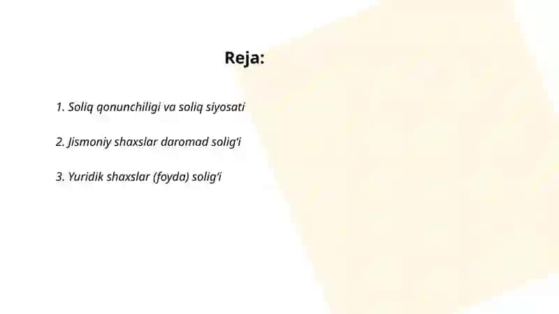 Soliq qonunchiligi va soliq siyosati 2