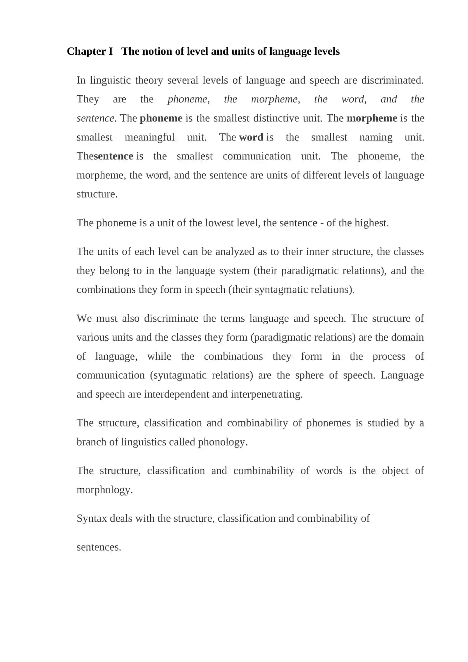The relations of language units 2