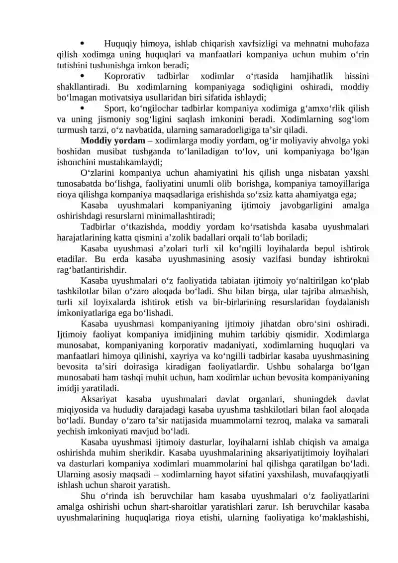 Kasaba Uyushmalari va Xodimlar Bilan Ishlash 2