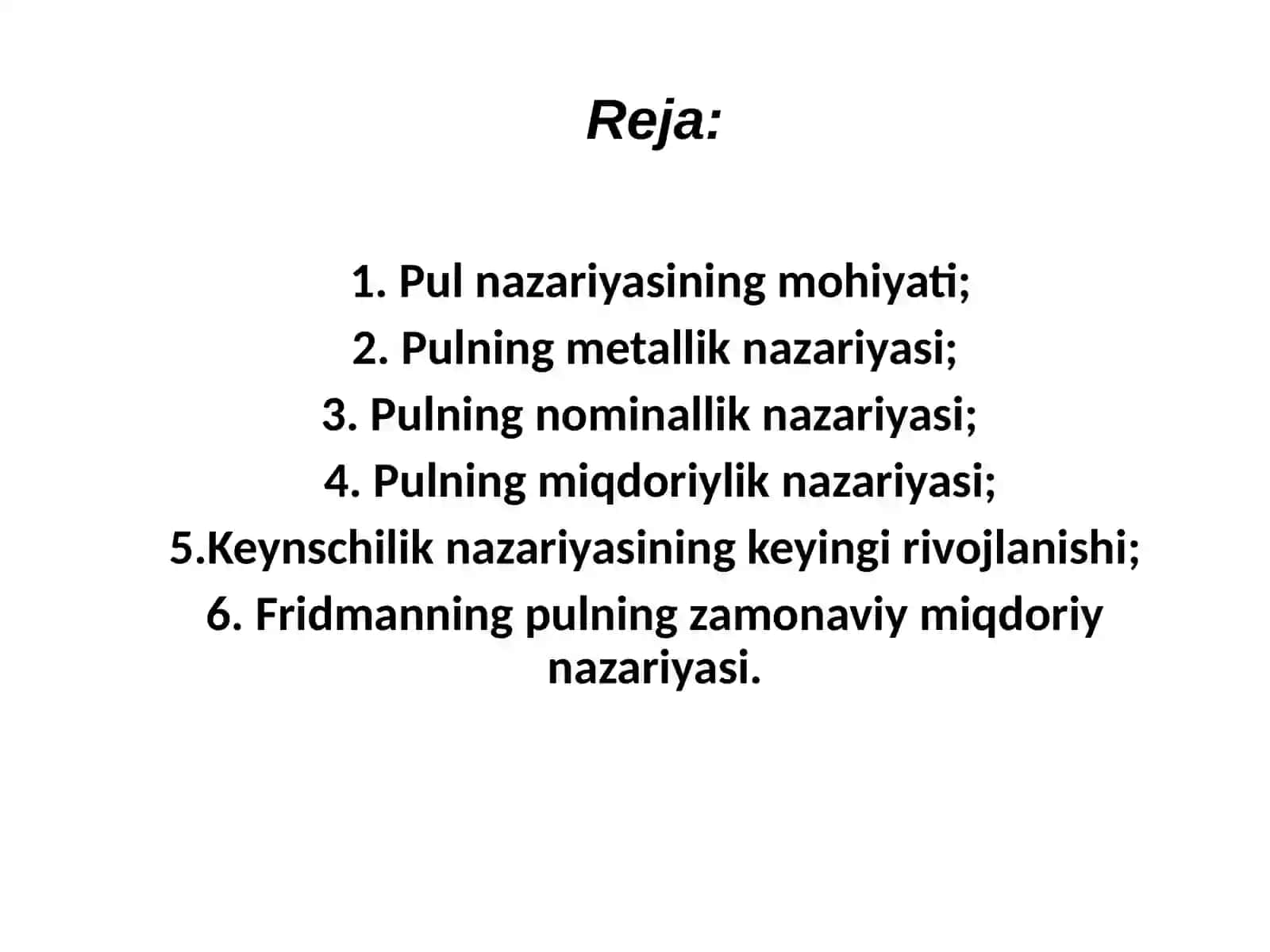 Pul nazariyalari 2