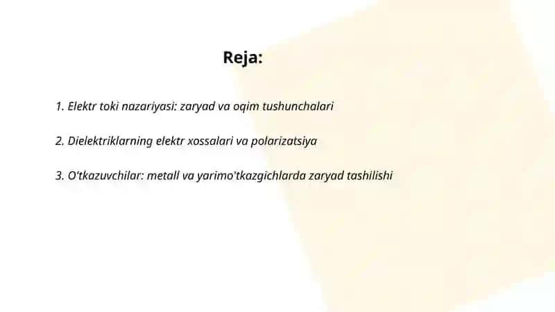 Elektir tokining turli muxitdagi tabiati 2