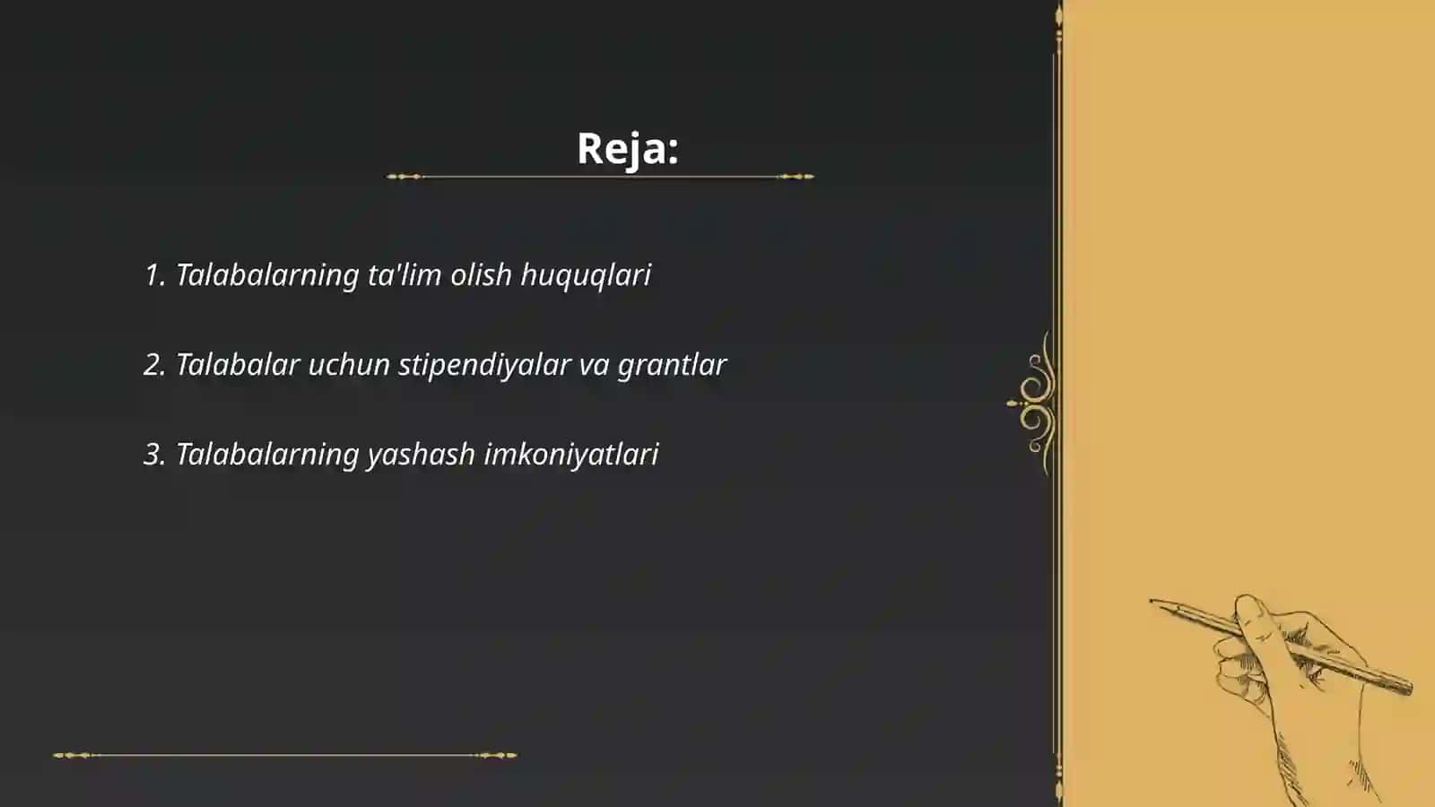 Talabalar Imkonyatlari va huquqi 2