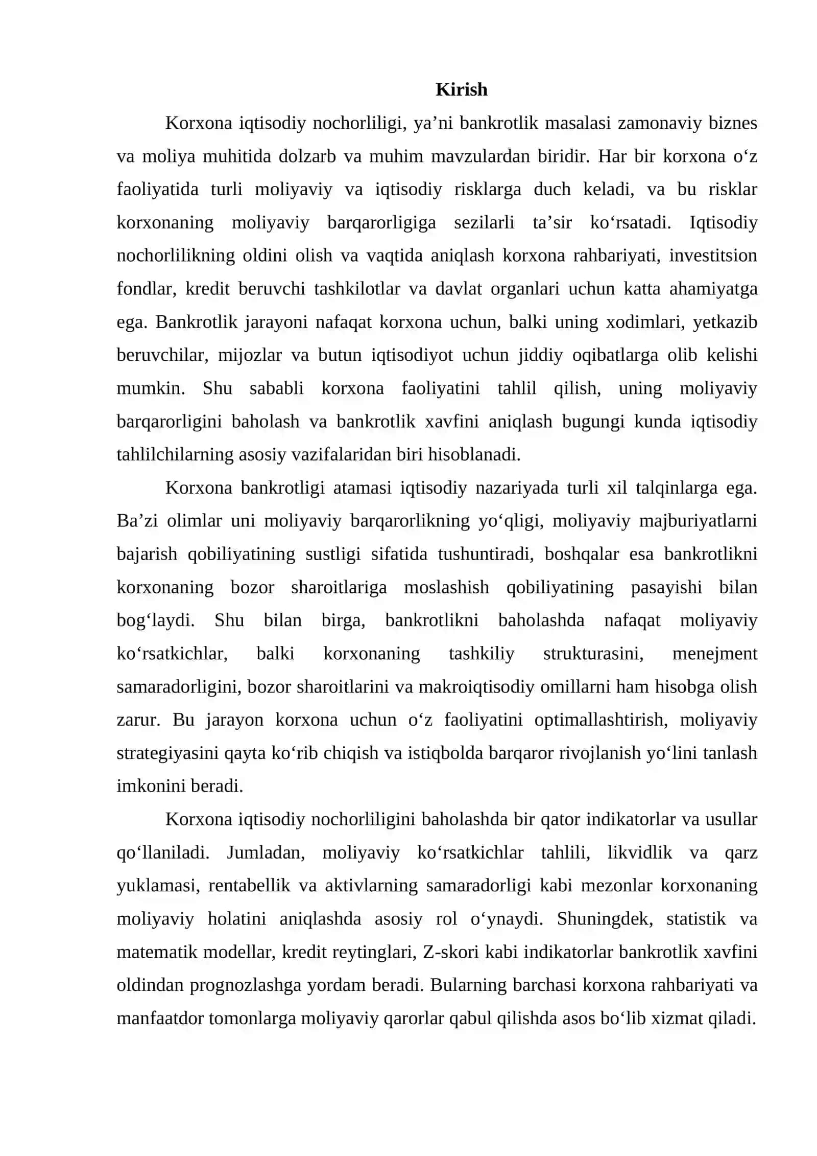 Korxona iqtisodiy nochorliligi (bankrotligi) ni baholash 2