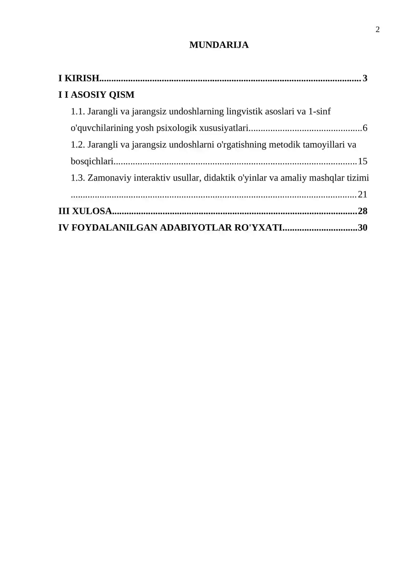 1-SINFDA JARANGLI VA JARANGSIZ UNDOSHLARNI O'RGANISH METODIKASI 2