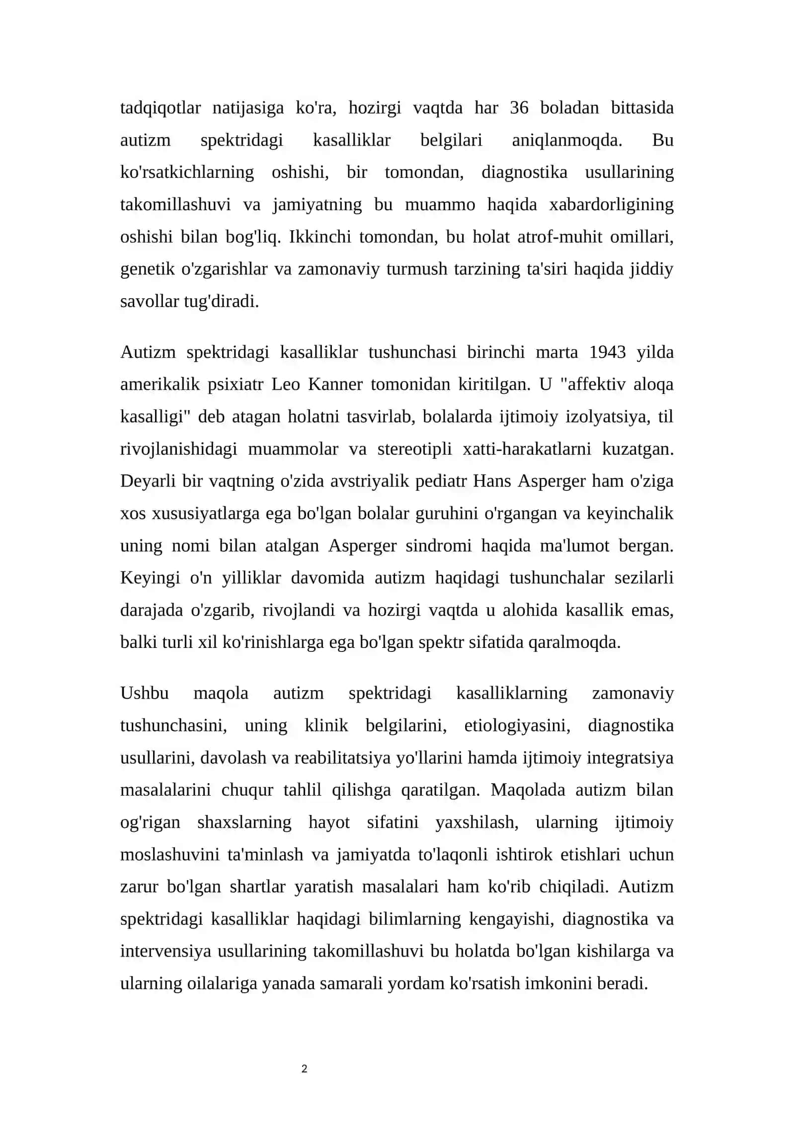 AUTIZM SPEKTRIDAGI KASALLIKLAR 2