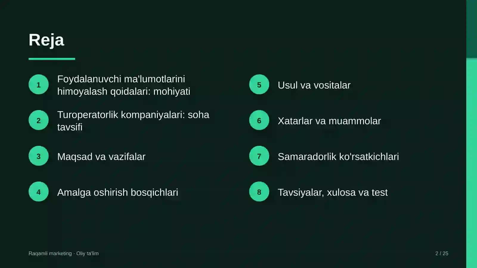 turoperatorlik kompaniyalarida foydalanuvchi ma'lumotlarini himoyalash qoidalariga rioya qilish 2253 2