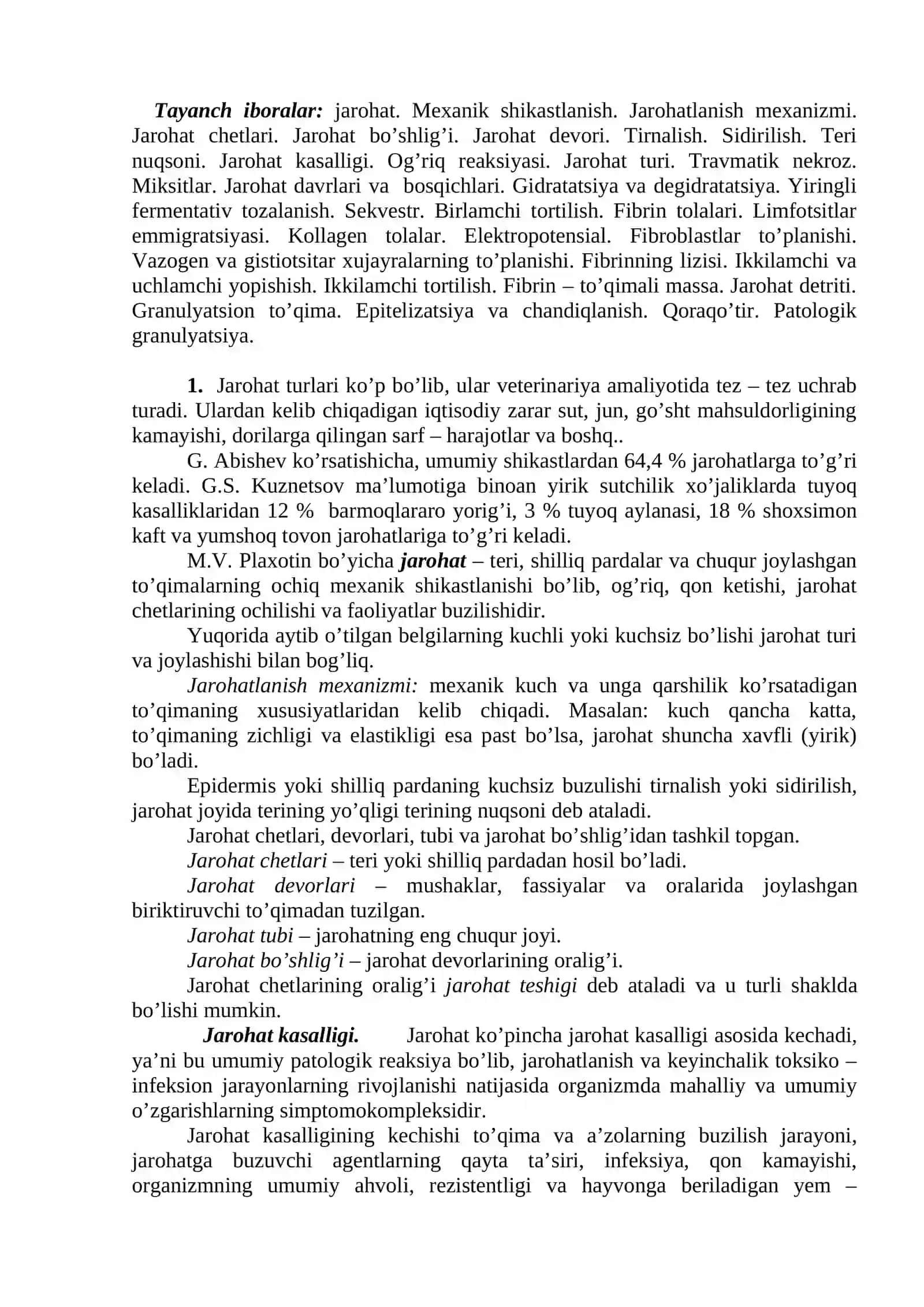 Ochiq mexanik shikastlanishlar – jarohatlar 2