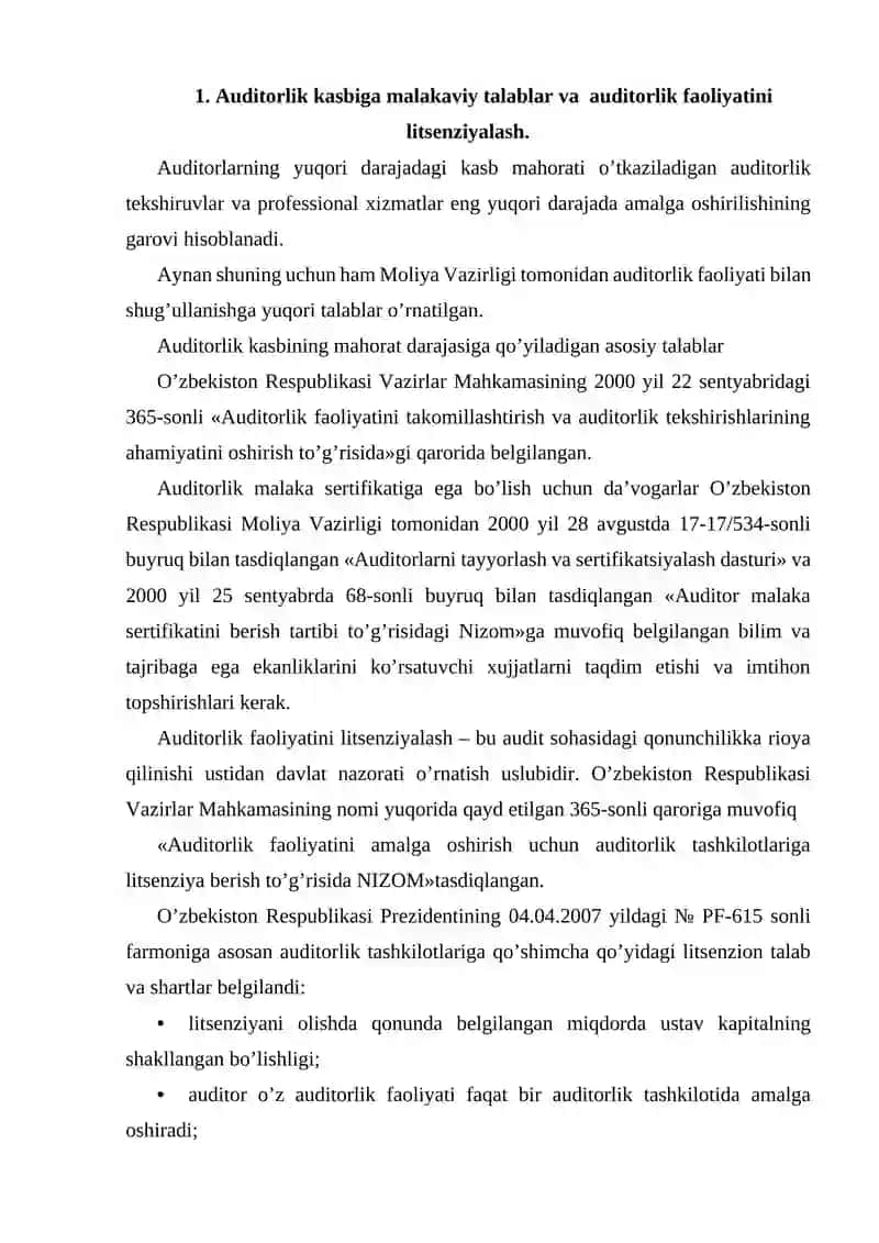 Auditorlik tashkiloti va unga qo'yilgan talablar 2