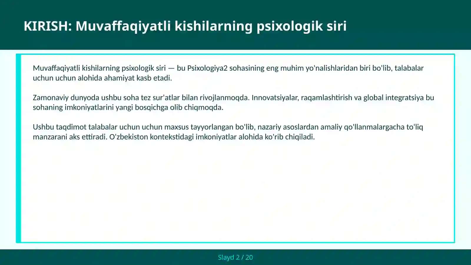 Muvaffaqiyatli kishilarning psixologik siri 2
