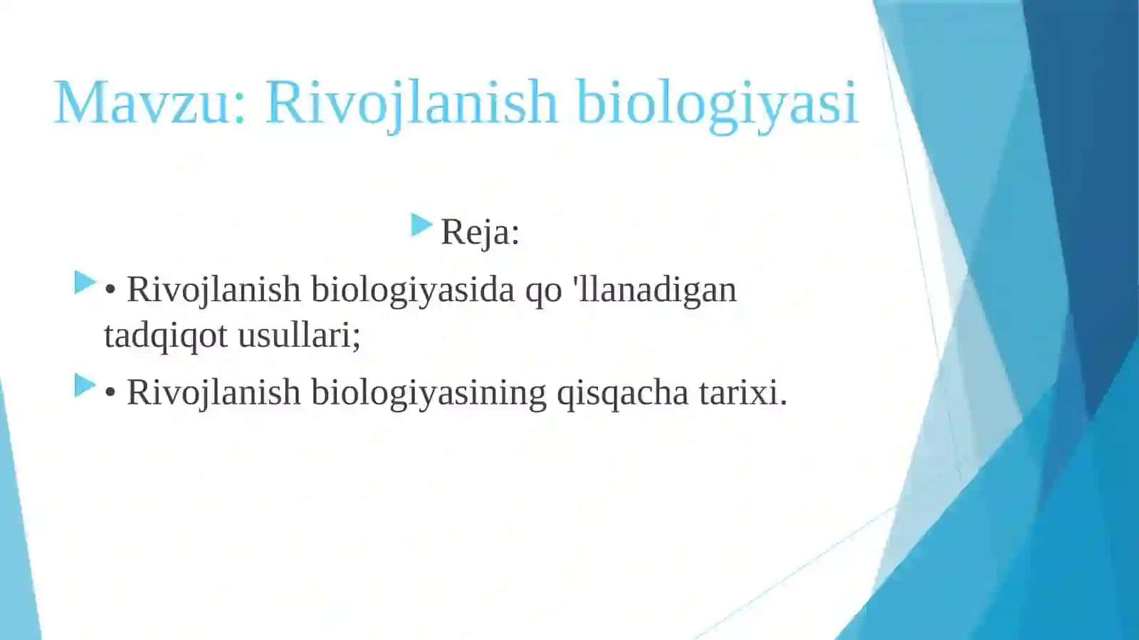 Rivojlanish biologiyasi 2