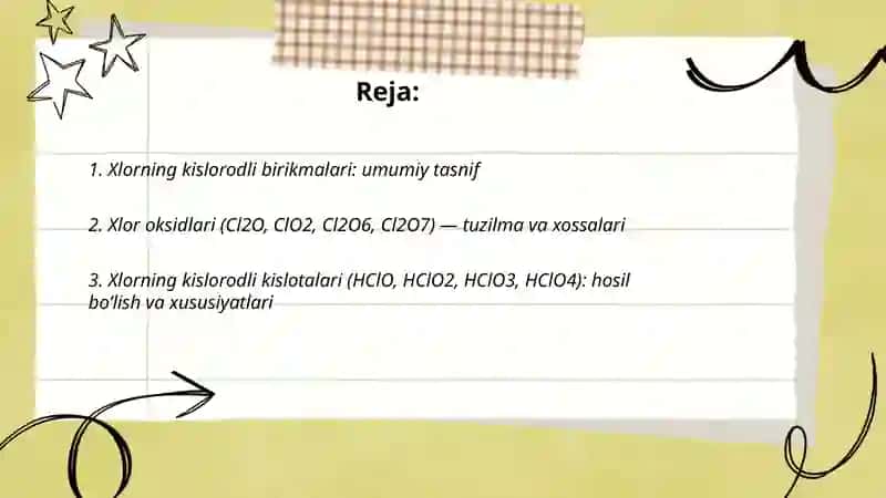 Xlorning kislorodli birikmalari va xossalari 2