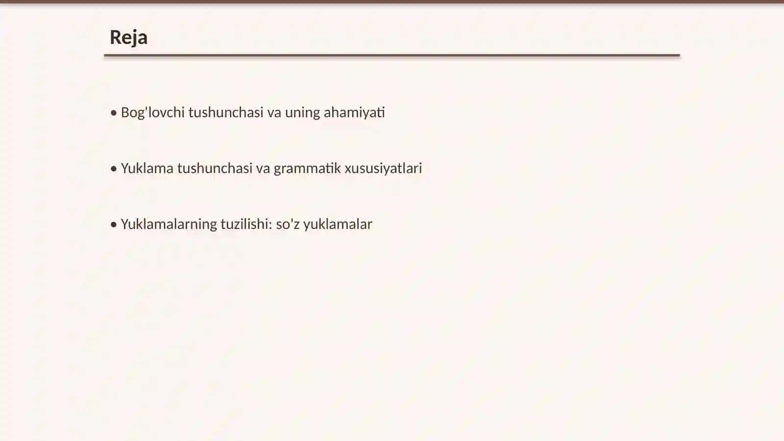 Bog'lovchi va yuklama. Yuklamalarning grammatik xususiyatlari 2