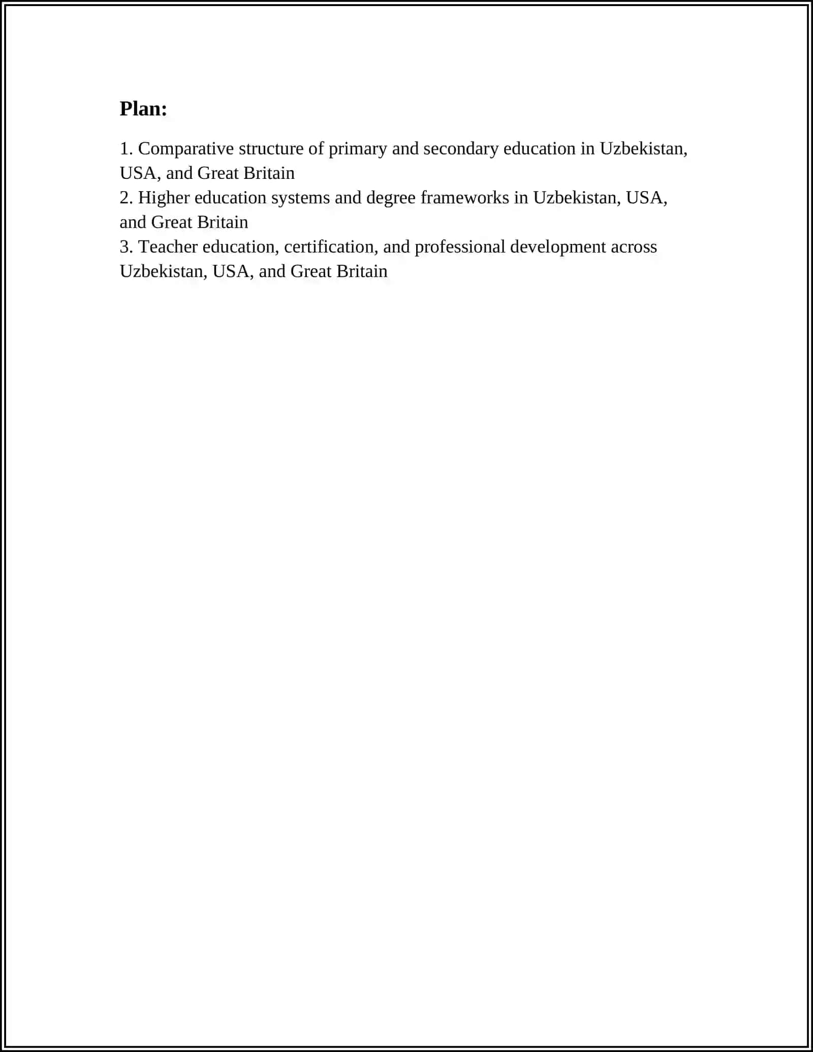 Comparative Structure of Primary and Secondary Education in Uzbekistan, USA, and Great Britain 2