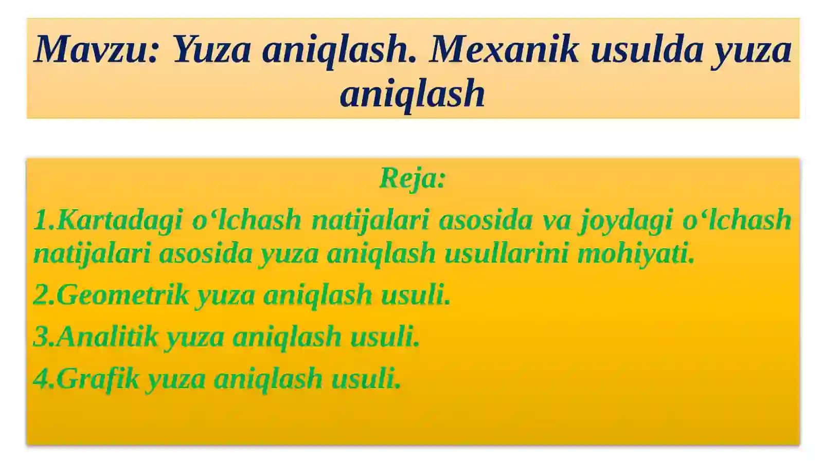 Yuza aniqlash.Mexanik usulda yuza aniqlash 2