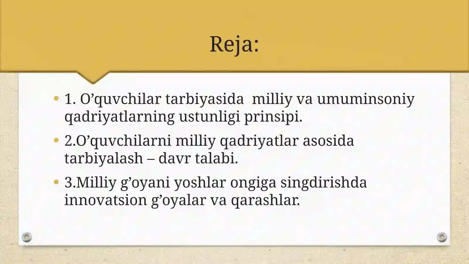 O’quvchilarning milliy ĝoya asosida tarbiyalanganligini aniqlash indikatorlari 2