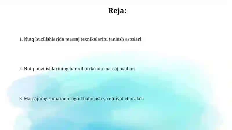 Nutq buzilishlarida massaj texnikalarini tanlash 2