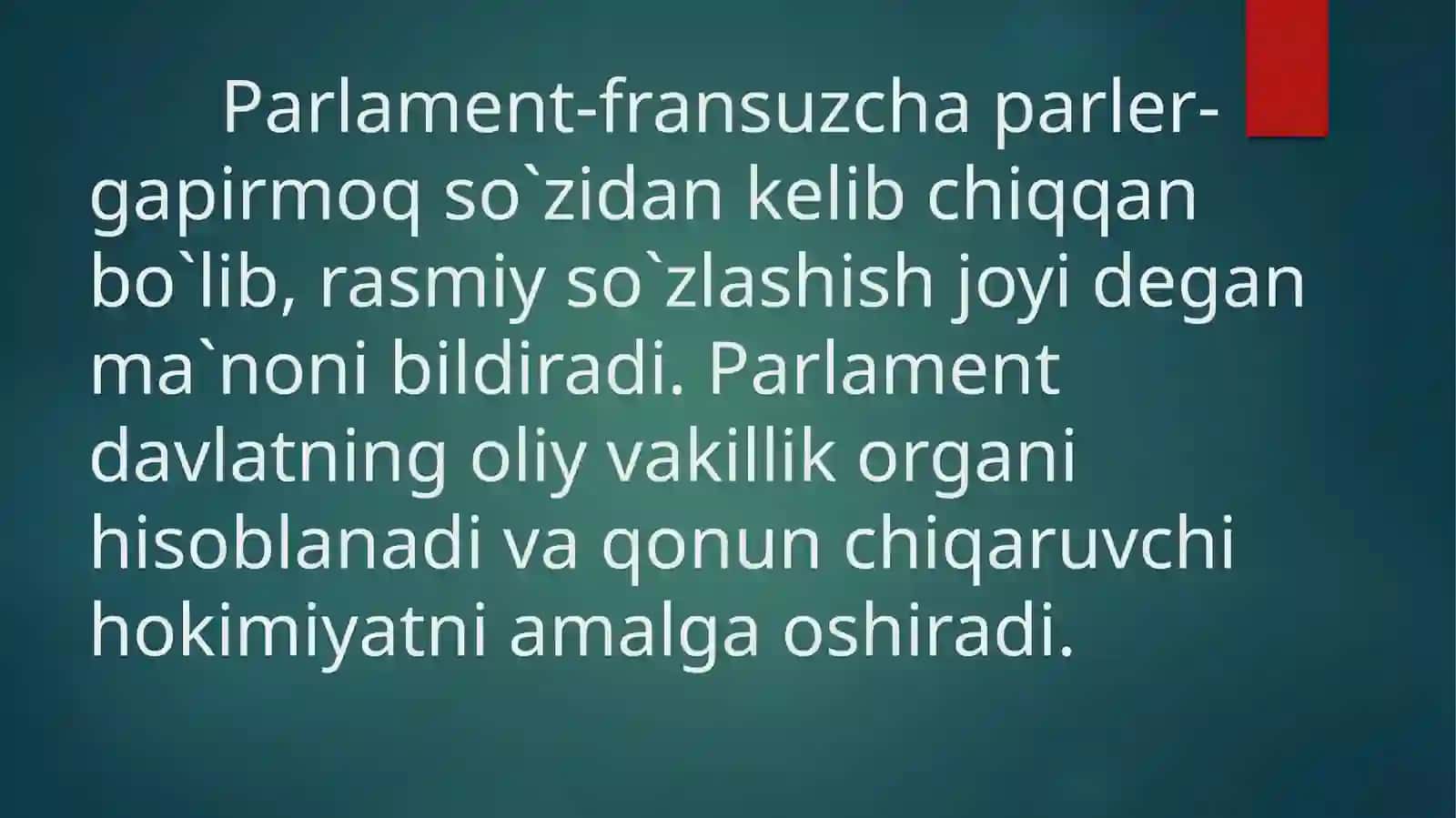 O`ZBEKISTONDA PARLAMENT TIZIMI VA UNDAGI ISLOHOTLAR 2