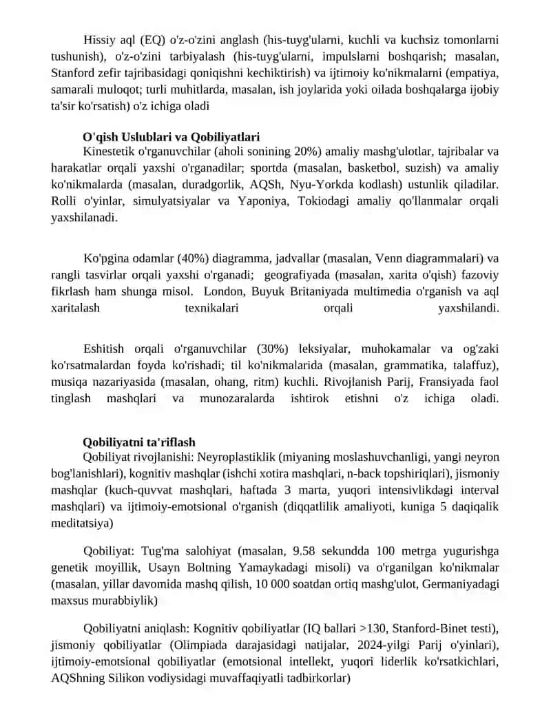 Qobiliyat va uning rivojlanishi 2