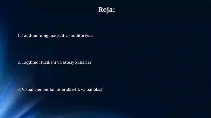 Taqdimotning maqsad va auditoriyasi 2