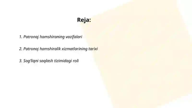 Patronaj hamshira faoliyati 2