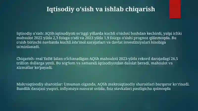 Aqsh Shtatlari Makroiqtisodiy Holatning Tahlili 2
