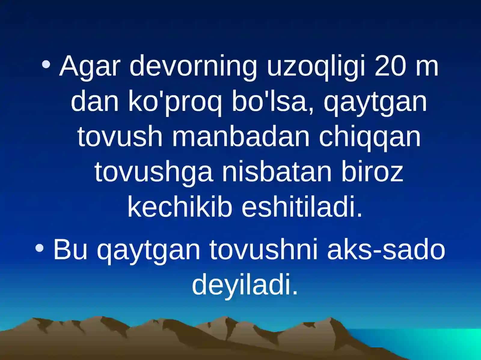 Tovushning qaytishi 2