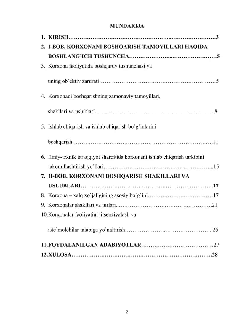 Korxonani boshqarish tamoyillari, shakillari va uslublari 2