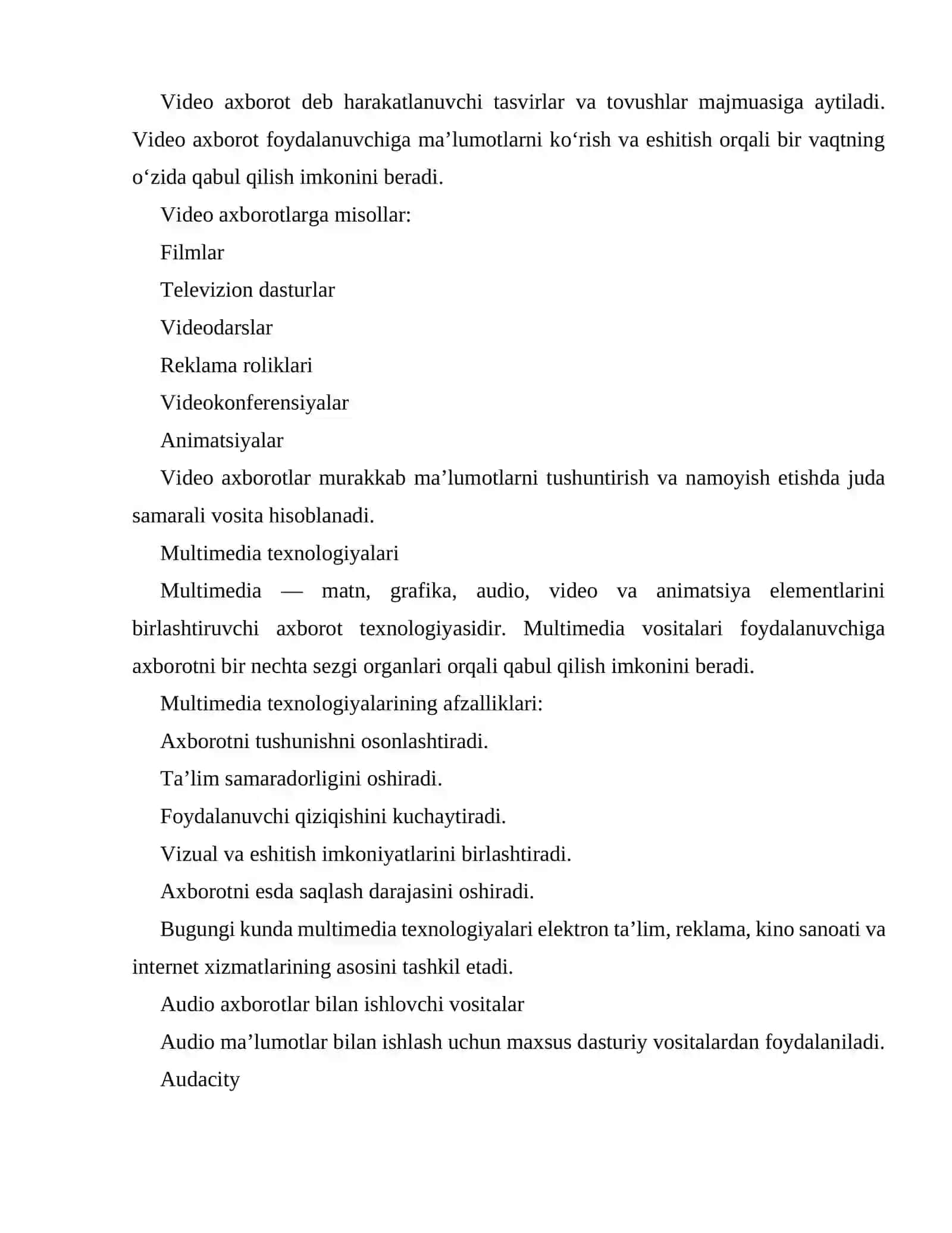 AUDIO VA VIDEO AXBOROTLAR BILAN ISHLOVCHI VOSITALAR 2