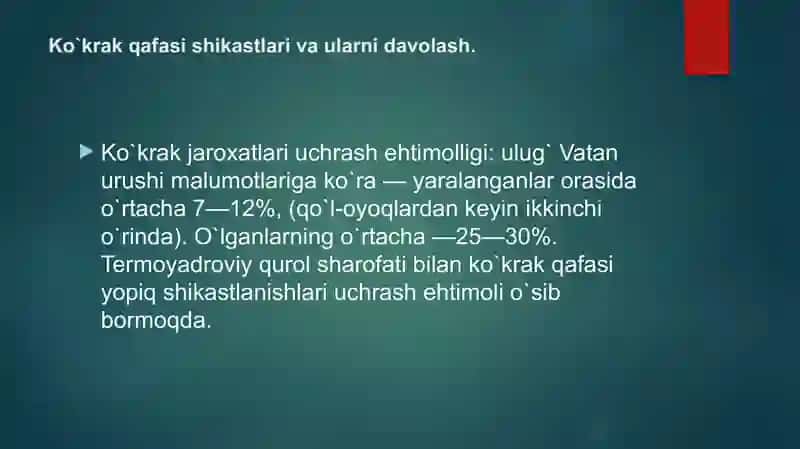 Ko’krak qafasi, qorin bo’shlig’i va kichik tos a’zolar travmasi 2