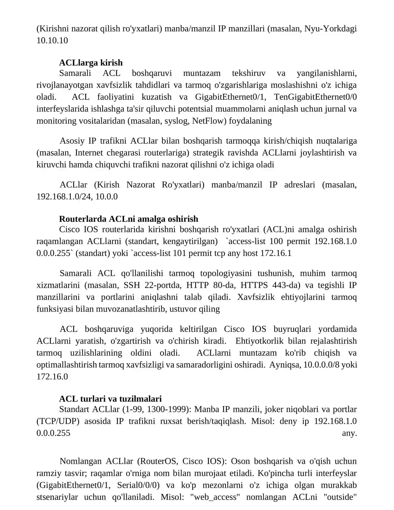 Ruxsat beruvchi ACL yordamida IP-trafikni boshqarish 2