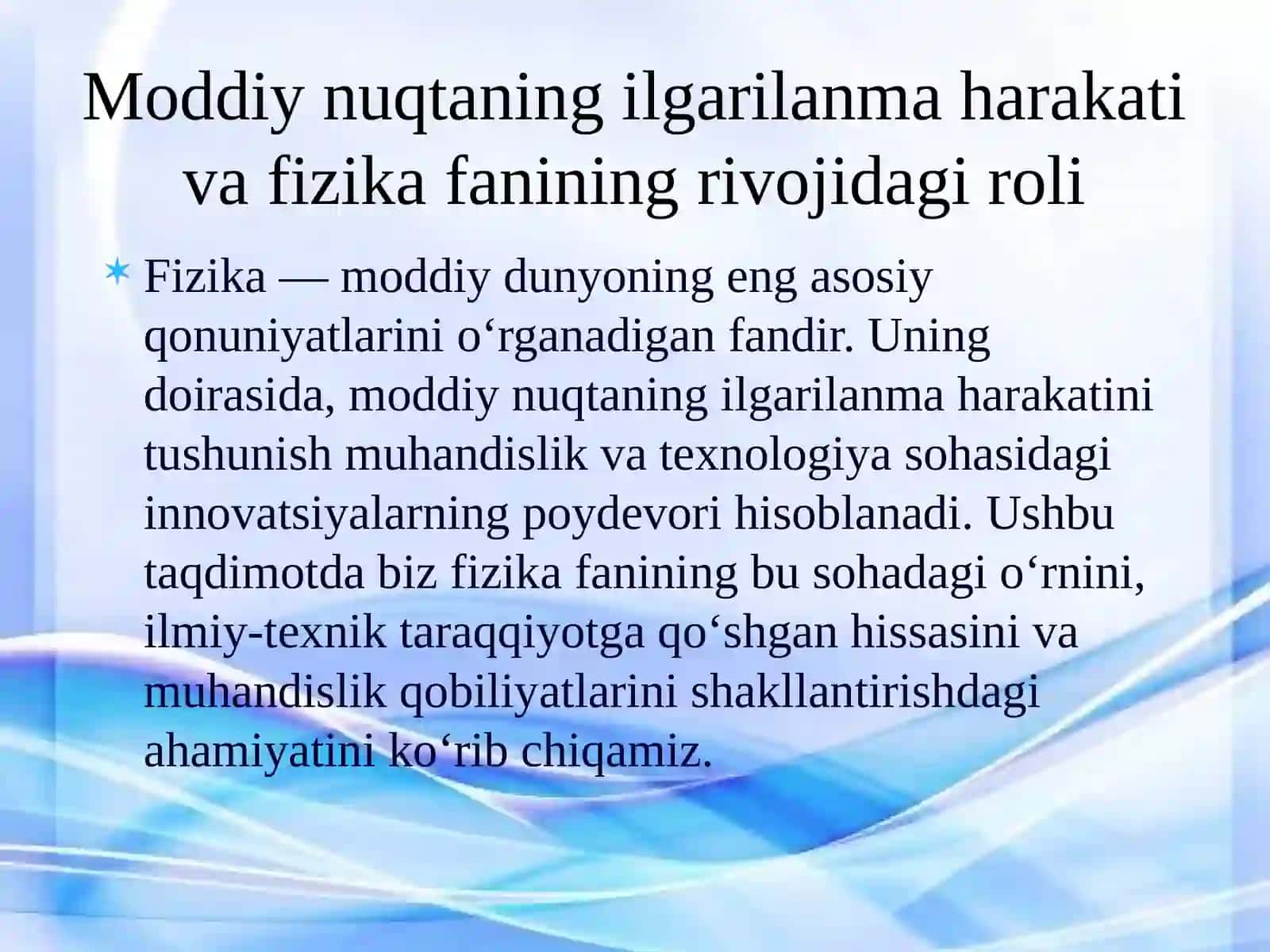 Moddiy nuqtaning ilgarilanma harakati 2