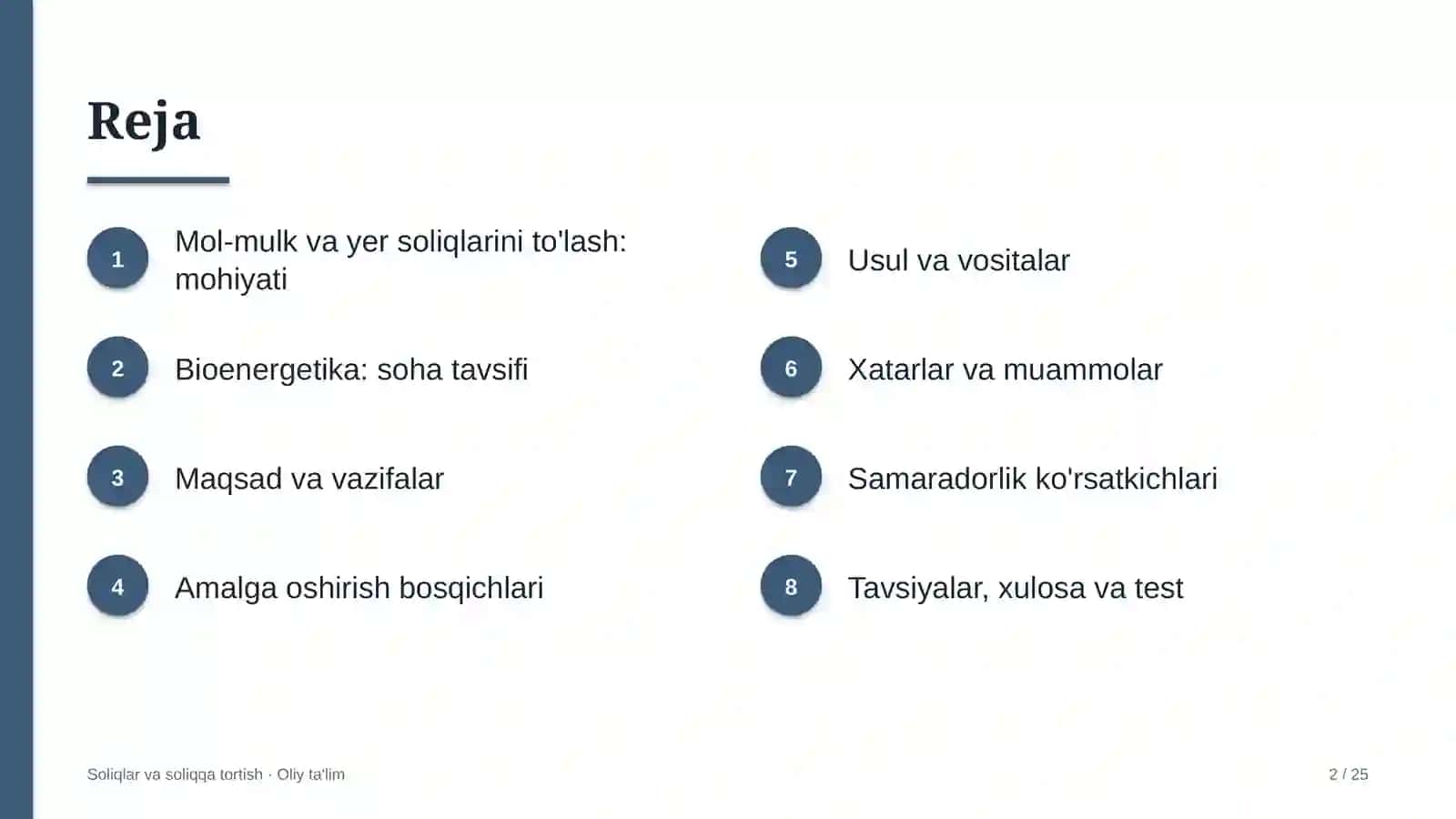 bioenergetikada mol mulk va yer soliqlarini to'lash 6674 2