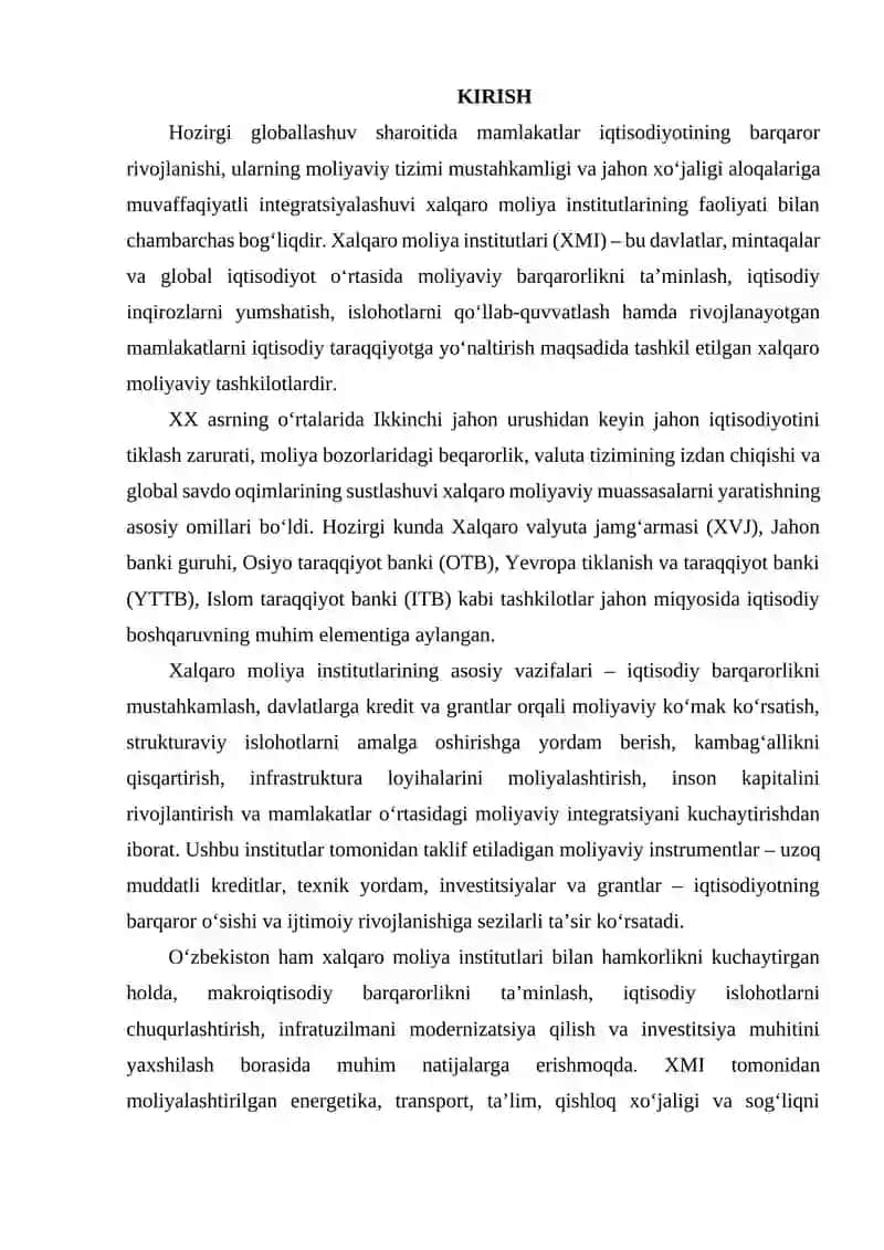 XALQARO MOLIYA INSTITUTLARI VA ULARNING IQTISODDAGI ROLI 2