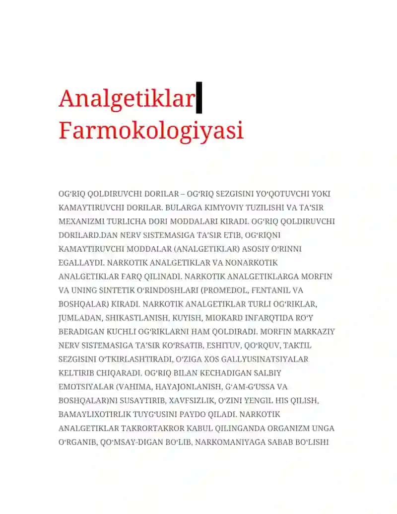 Analgetiklar Farmokologiyasi 2