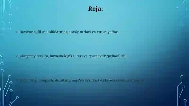 Dorivor gulli o'simliklar 2