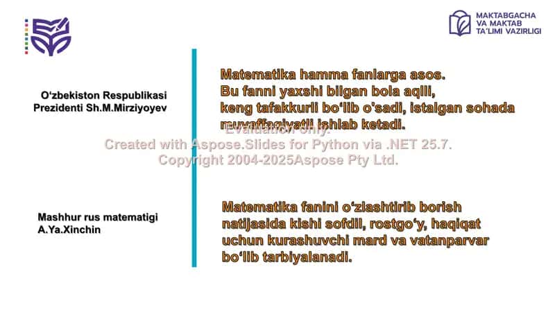 Matematika Fanidagi Yangi O'quv Dastur 2