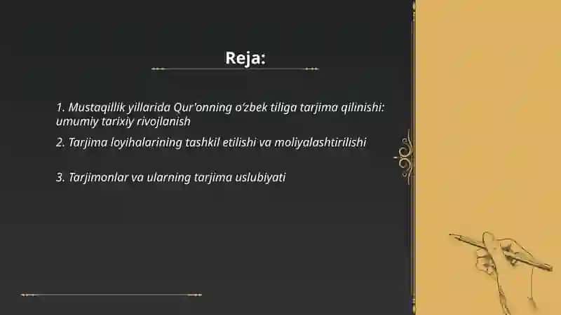 Mustaqillik yillarida Qur'onning oʻzbek tiliga tarjima qilinishi va tafsirlari 2