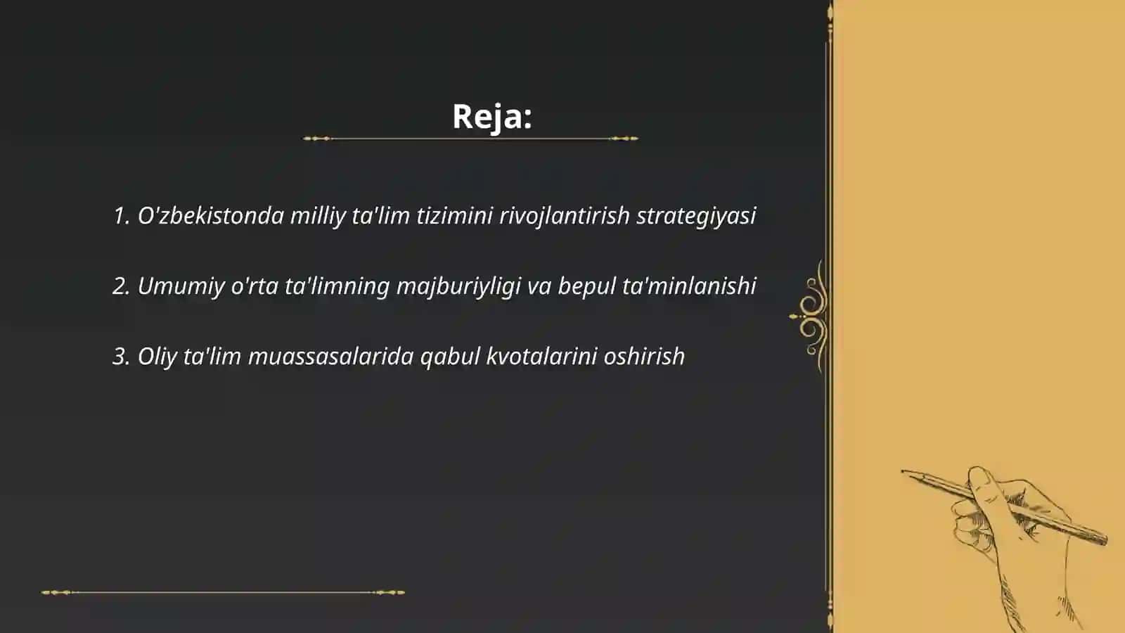 O'zbekistonda milliy ta'lim tizimini rivojlantirish strategiyasi 2