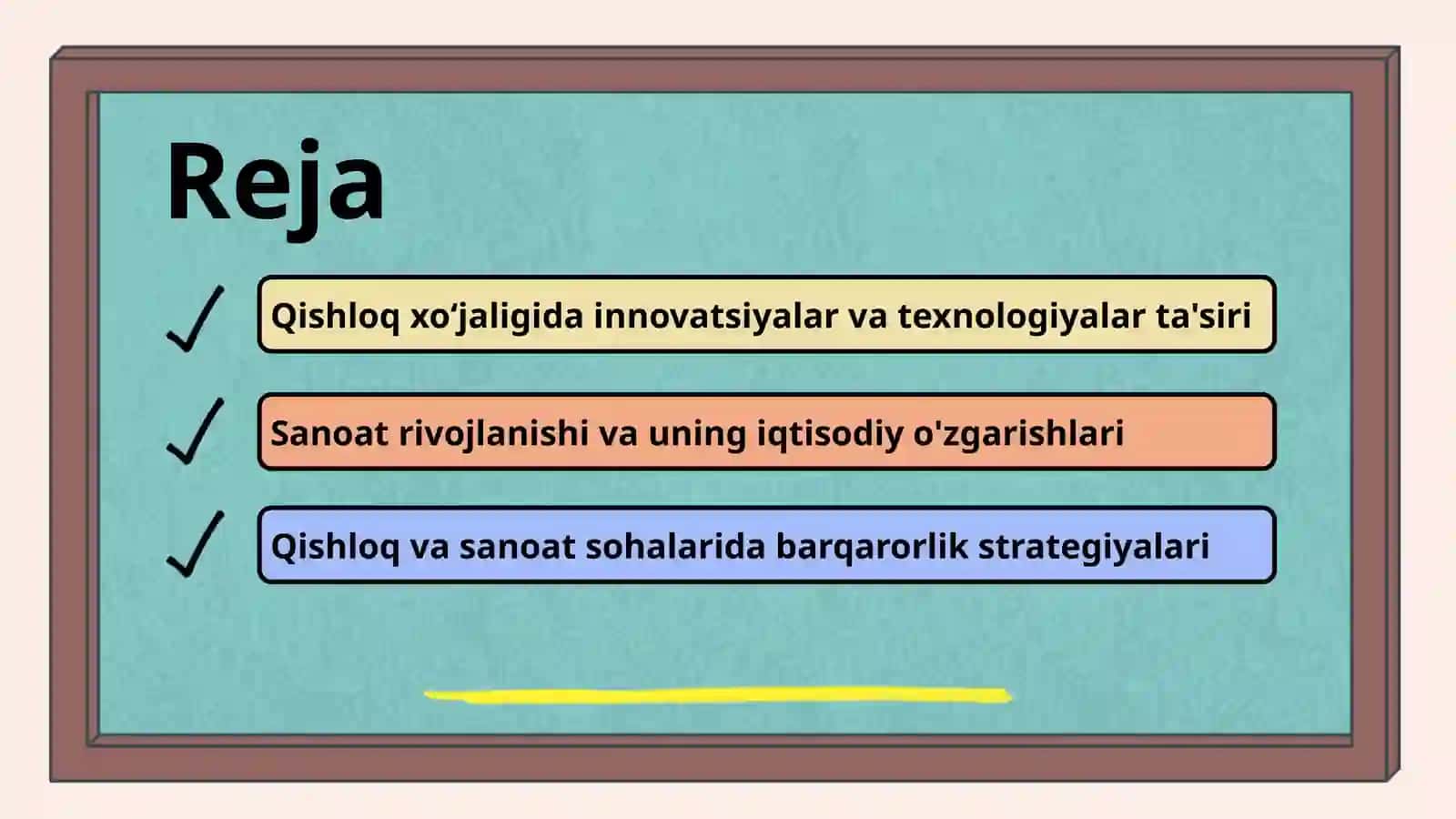 Qishloq xoʻjaligi va sanoat sohasidagi oʻzgarishlar 2