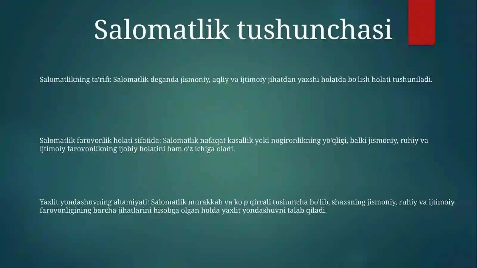 Salomatlikning ta'rifi 2