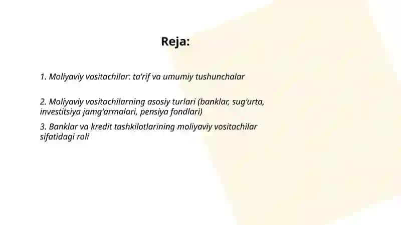Moliyaviy vositachilarning umumiy tarkibi 2