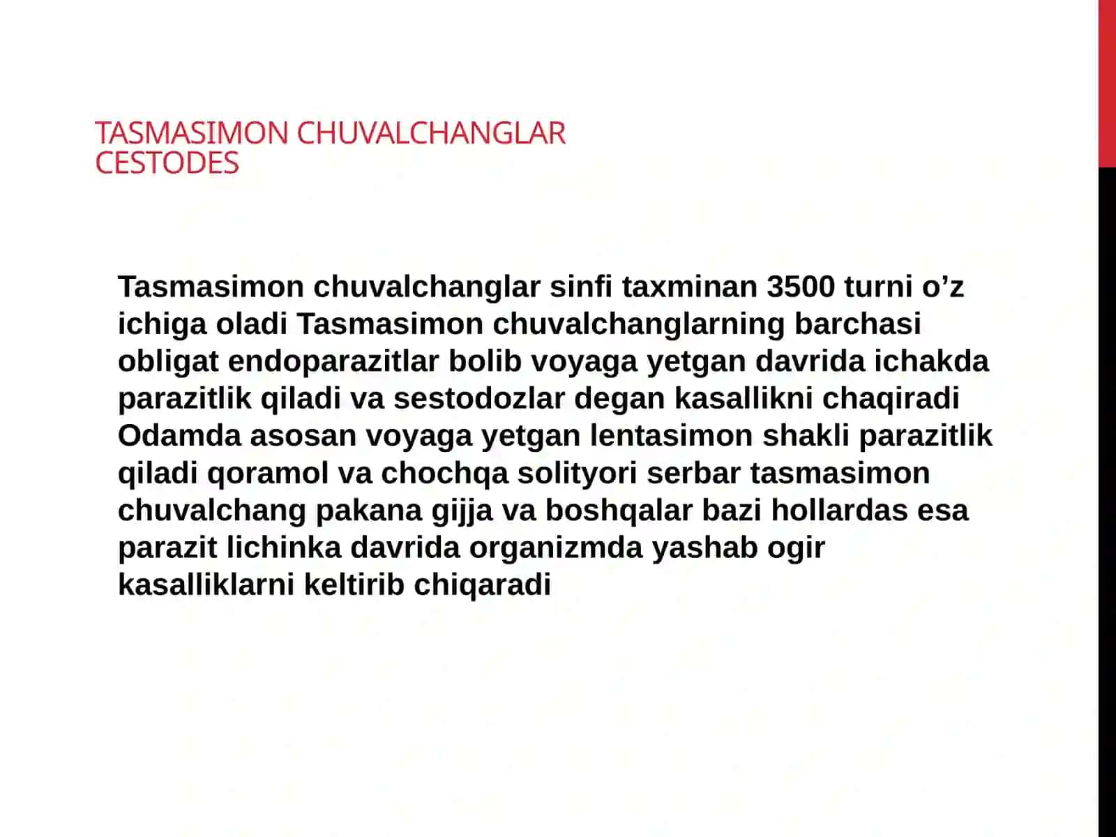 Tasmasimon chuvalchanglar-odam parazitlari 2