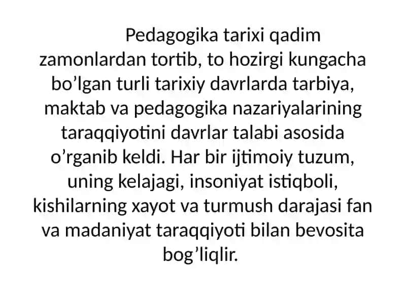 PEDAGOGIKA TARIXINI O'RGANISHNNG KONSEPTUAL ASOSLARI 2